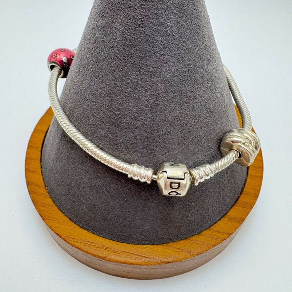 VTG Pandora Sterling Silver 925 Charm Bracelet Happy Birthday Charm Scroll Charm - Picture 2 of 16